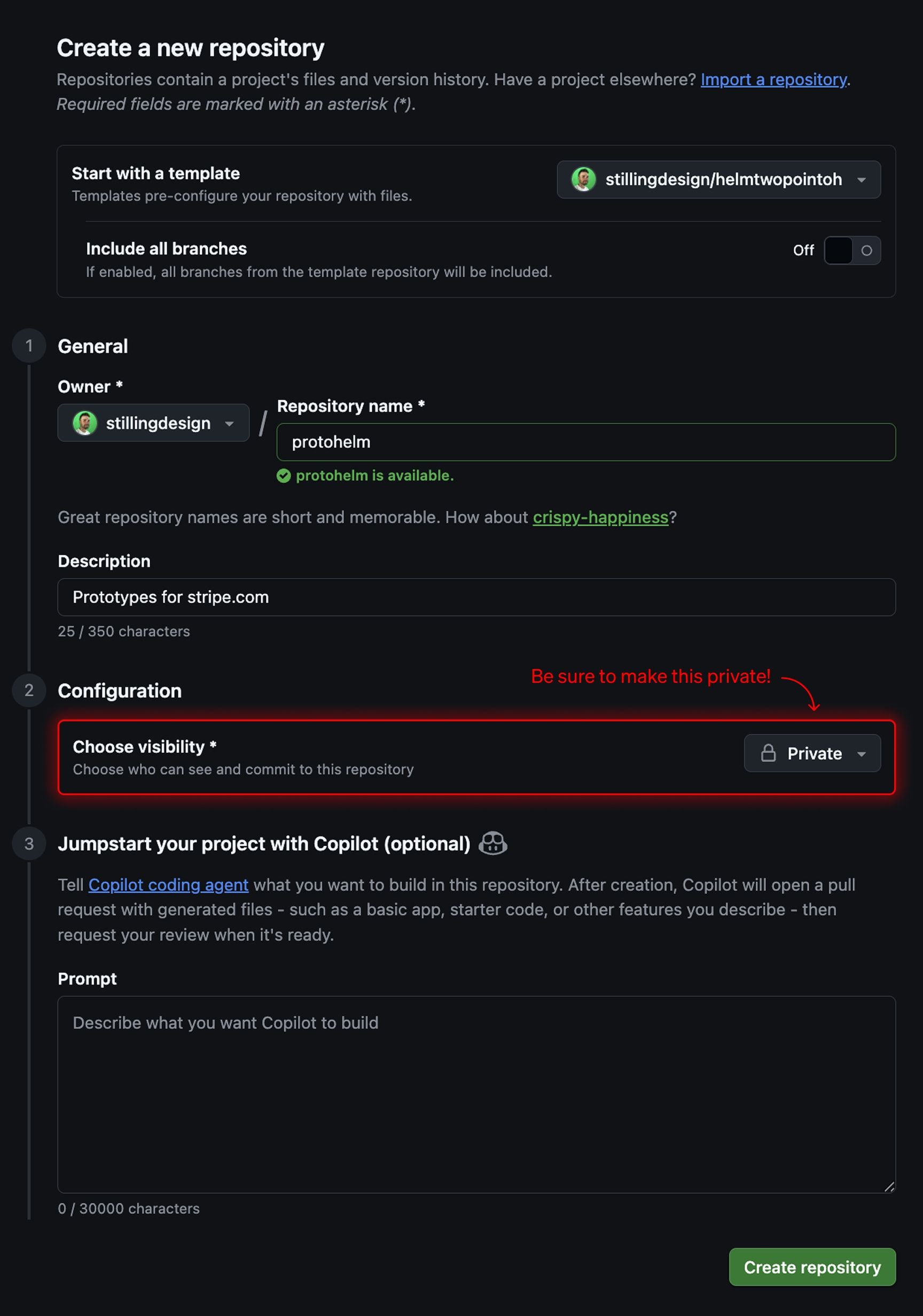 Repository name: protohelm, Description: Prototypes for stripe.com, Configuration: Private